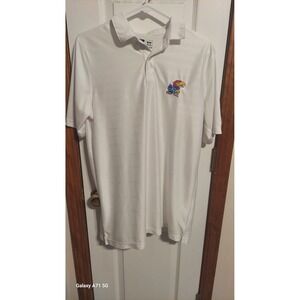 Kansas Jayhawks Nylon White Short Sleeve Golf Size M